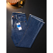 2023年秋冬新款高腰微喇叭牛仔裤女加绒加厚修身百搭显瘦微喇裤子