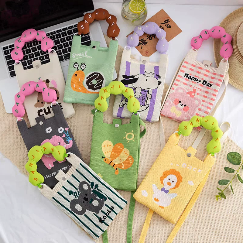 Small phone bag, cute knitted small bag