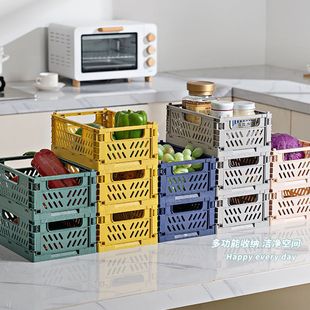 Sundry Storage Basket Student Desktop Finishing Decorative Hollow Box Creative Folding Storage Basket Plastic Macaron Ins