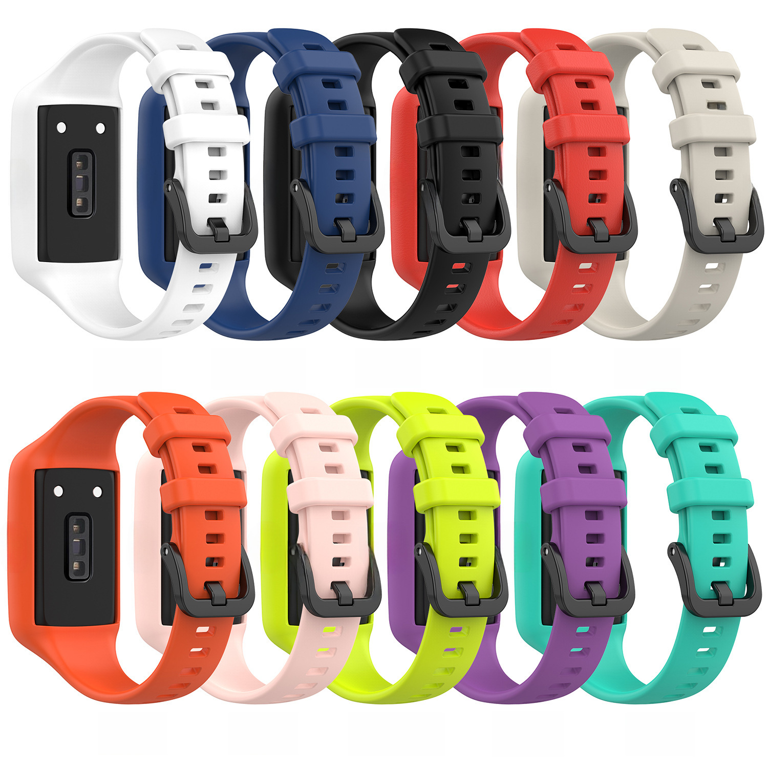 適用華為手環band7/6膠錶帶 榮耀honor band 6軟膠一體光面腕帶
