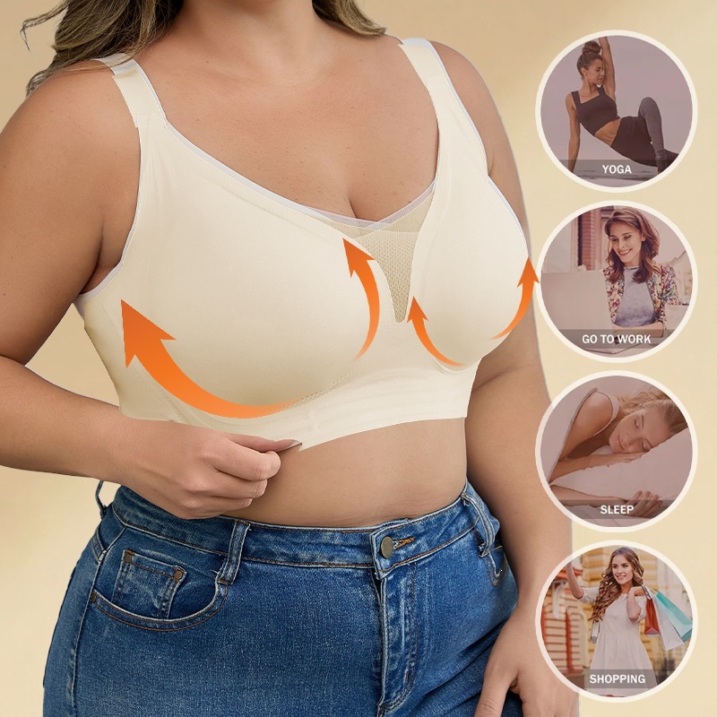 Comercio exterior transfronterizo Europa, Estados Unidos y Canadá ropa interior de damas de tamaño grande sin anillo de acero semi-fijo recopilado bra de soporte suave image 5