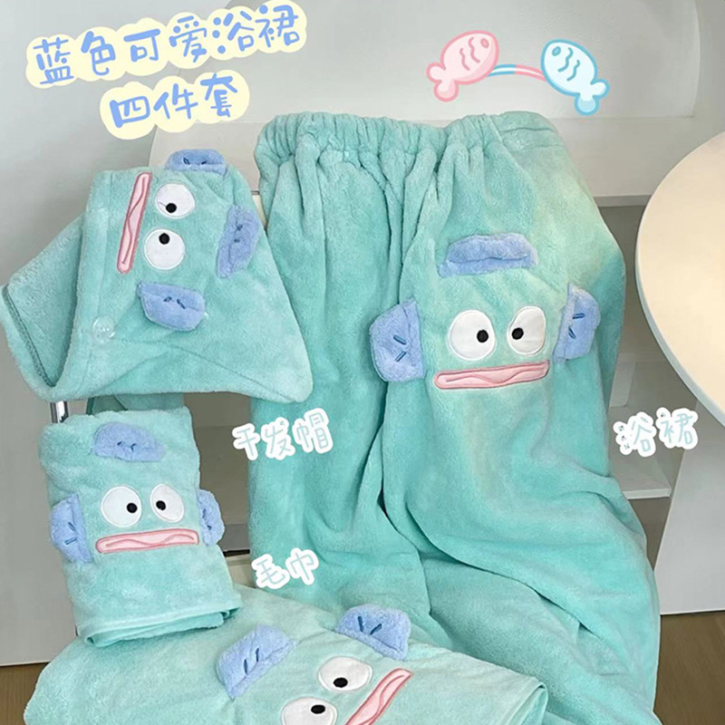 2023 nueva Toalla de baño de lana de coral absorbente de invierno de las mujeres de secado rápido Toalla de baño Linda sin pelusa Toalla grande conjunto de cuatro piezas