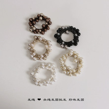 韩式简约发绳ins法式头绳发圈批发森系女i丸子头新款珍珠发圈