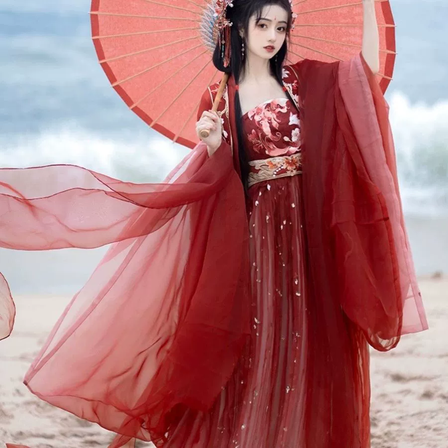 Lingxiuge [Nine-Tailed] 2023 Оригинальная рубашка с длинными рукавами из серии Myth и юбка Hezi, весенне-осенний женский комплект Hanfu.