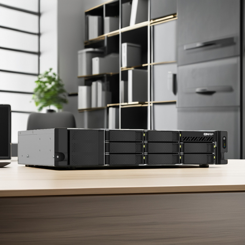 QNAP TS-1673AU-RP NAS server, featuring a solid-state drive interface and USB network storage QNAP TS-1673AU-RP NAS server, featuring a solid-state drive interface and USB network storage