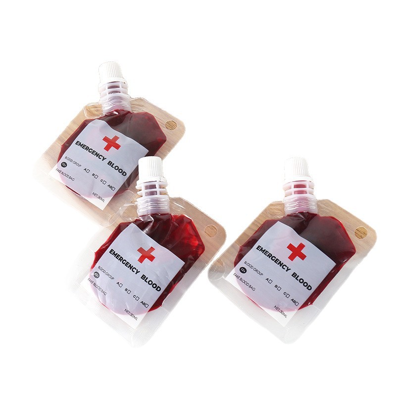 Halloween sangre falsa bolsa de sangre cos props vampiros zombis sangre plasma realista props vomitar sangre