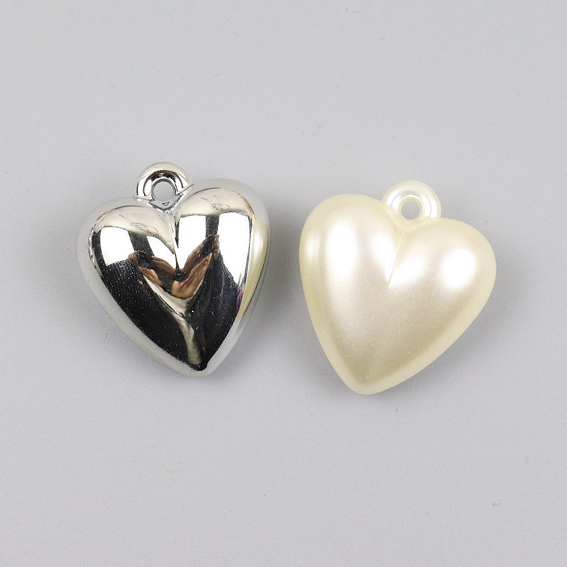 Acrylic Large Stereo Electroplated Heart Pearl White Peach Heart Pendant Keychain Pendant DIY Jewelry Accessories