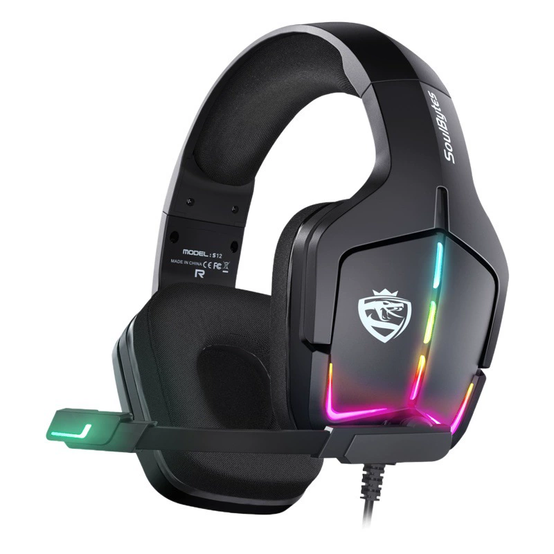 Оптовая продажа кросс-бордерных наушников S12, проводная компьютерная гарнитура, игровая гарнитура для киберспорта с RGB-подсветкой и микрофоном