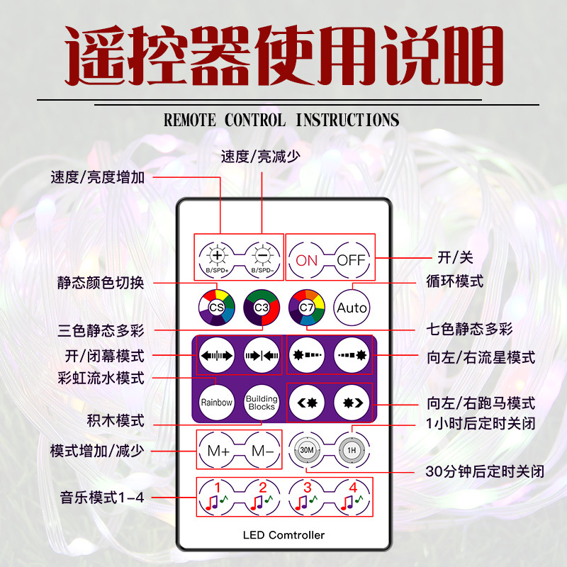 Nuevo LED punto de control Bluetooth APP mágico Color Control Remoto luces de cadena de cuero árbol de Navidad decoración de vacaciones luces de cadena de color RGB