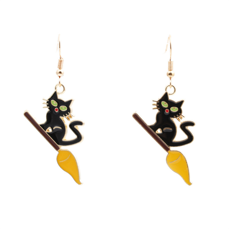 Halloween Fashion Cat Ohrringe Halskette Set Großhandel Schmuck Nihaojewelry display picture 5