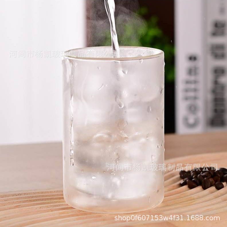 Vaso de vidrio de doble hilo transfronterizo, taza de agua de borosilicato, taza de café, taza de té con leche, taza de jugo, aislamiento térmico para el hogar