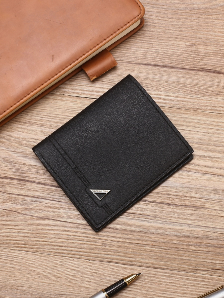 Short casual capacious wallet made of soft leather