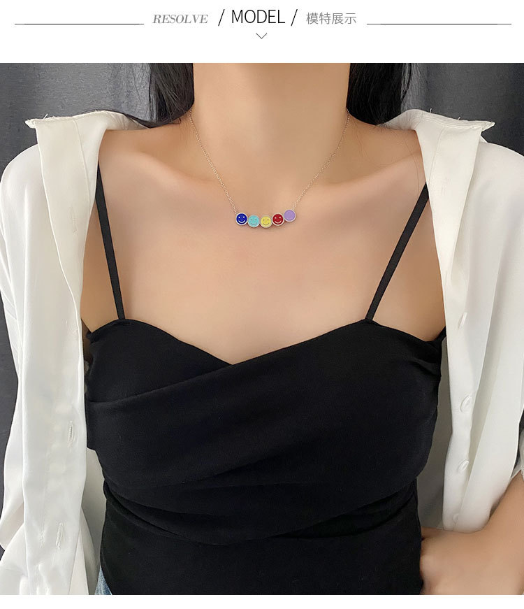 Fashion Smiley Face Titanium Steel Enamel Necklace 1 Piece