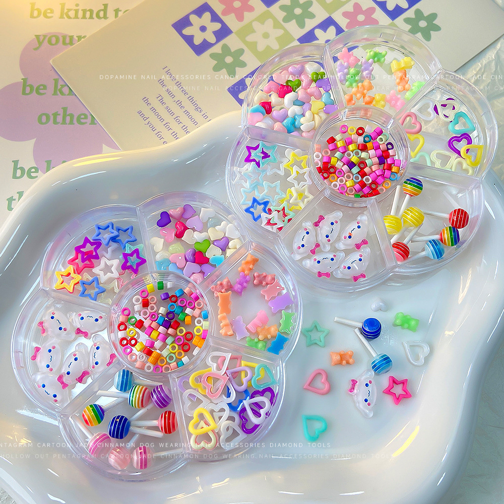 Dopamina pegatinas de maquillaje de ojos colorido oso Lollipop hueco amor estrellas mezcladas resina de maquillaje facial pegatinas de decoración