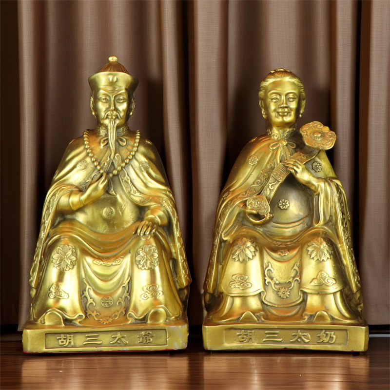 胡三太爷黄铜铜像摆件太奶家用供奉神像厂家批发金属装饰工艺品