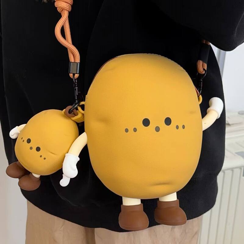 2025 New Cute Potato Mobile Phone Bag Coin Purse Creative Casual Shoulder Crossbody Bag Mini Silicone Headphone Bag