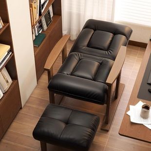 Solid Wood Computer Chair for Home Use, Comfortable for Long Sitting, Desk Sofa Chair, Office Seat with Backrest, Foldable Reclining Lazy Chair