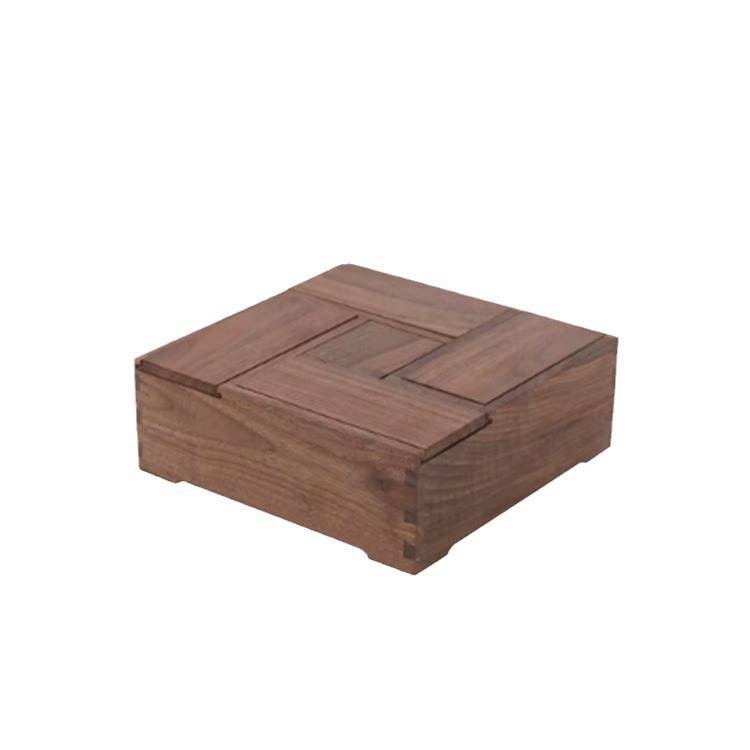 Nogal negro Nuevo estilo chino Jiugongge plato de fruta caja de dulces multifuncional creativa sala de estar de madera maciza plato de nuez caja de fruta seca comida