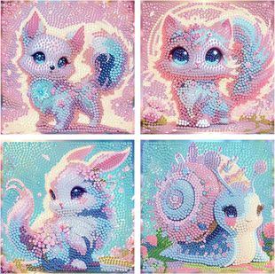 Size Diamond Sticker Children Handmade DIY Material Bag Cartoon Animal Sticker Cross-border Amazon Hot Sale Wholesale