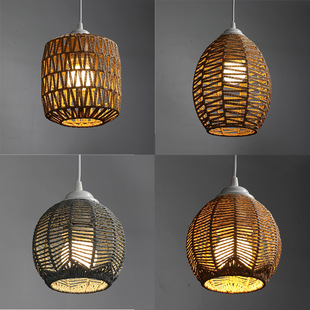 Cross-border explosions imitation hemp rope woven lampshade lighting restaurant hot pot restaurant chandelier lantern origin direct sales