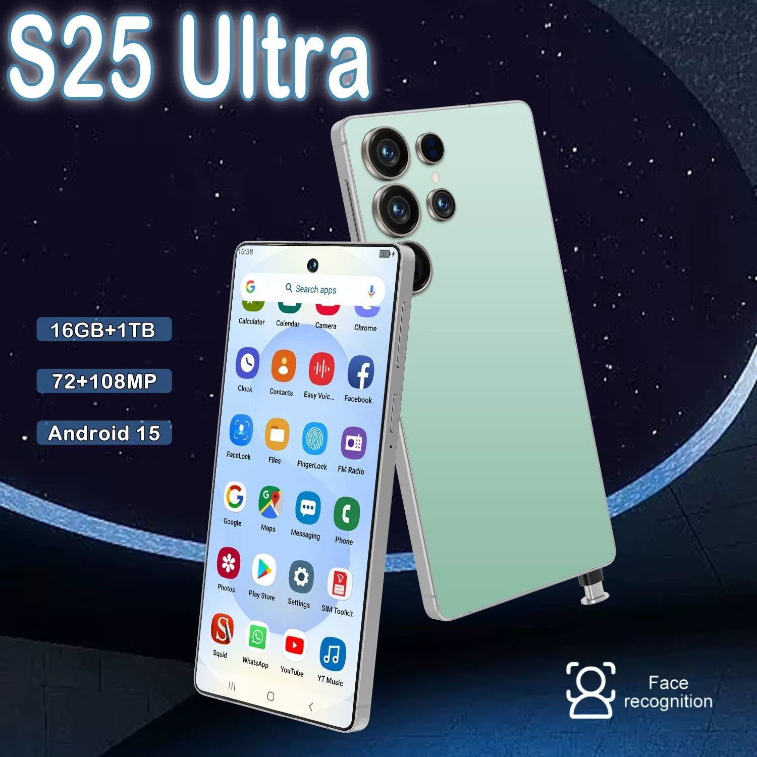 Куго кросс-бордер смартфон S25 Ultra встроенная ручка настоящий 4G сеть Android 12 настоящий продел (4+64)