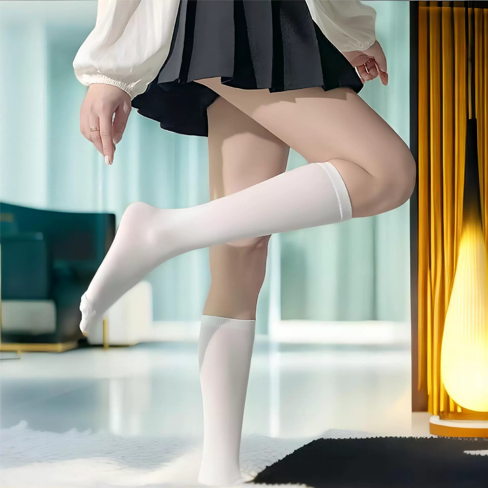 Summer thin knee socks, Japanese cute high boots, mid-length