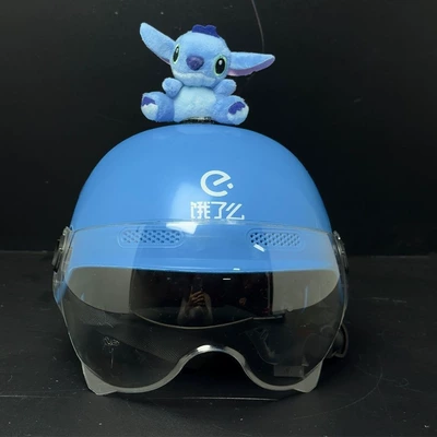 and detachable, Motosiklet dəbilqələri - no-helmet-stitch-blue