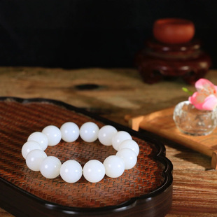 Jin Yutang Xinjiang Hetian Jade Boutique White Jade Bead Round Jade Handstring Jade Warm and Fine Whole String Polished and Round