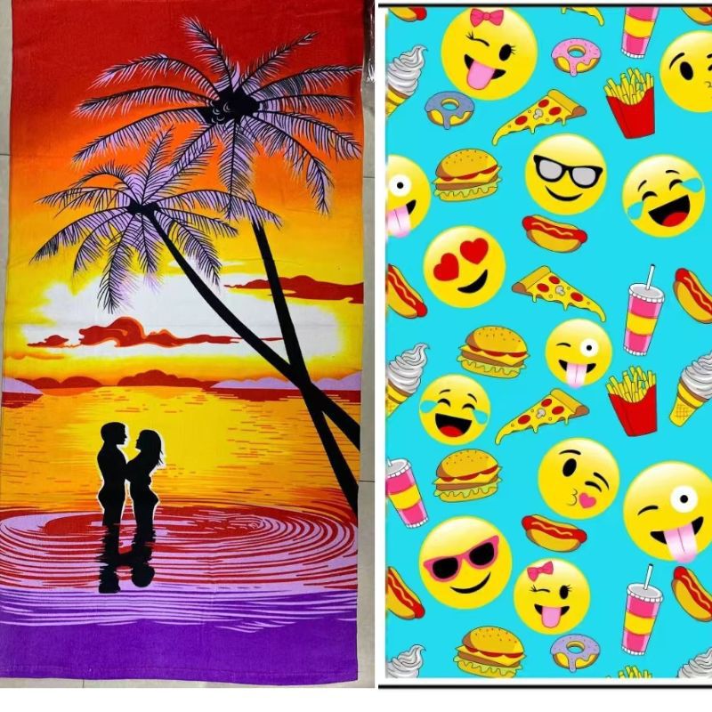 Cross-Border Microfiber Printed Beach Towel 70-140 in Stock for Export, Beach Towel Bath Wrap, Soft and Quick-Drying