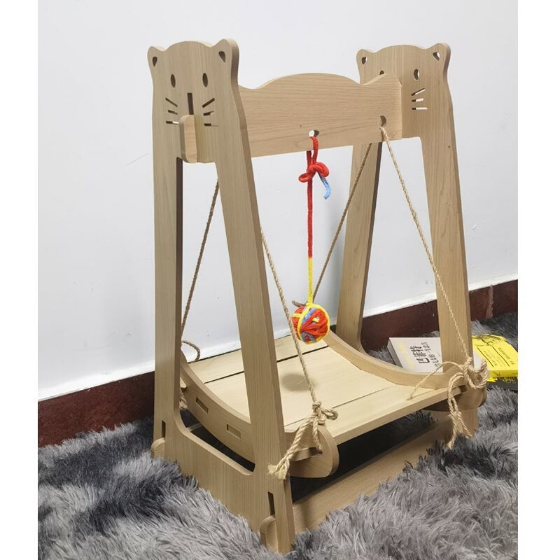 Cat Hammock Swing Hanging Wooden Rocking Bed Cat Hanging Basket Pet Play Swing Bed Universal for Dogs and Cats