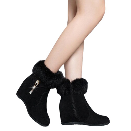 Women's Soft Fur Insole Snow Boots, Autumn/Winter Fur-Insole Short Boots with Warm Fleece, Heated Cotton Shoes for Wholesale