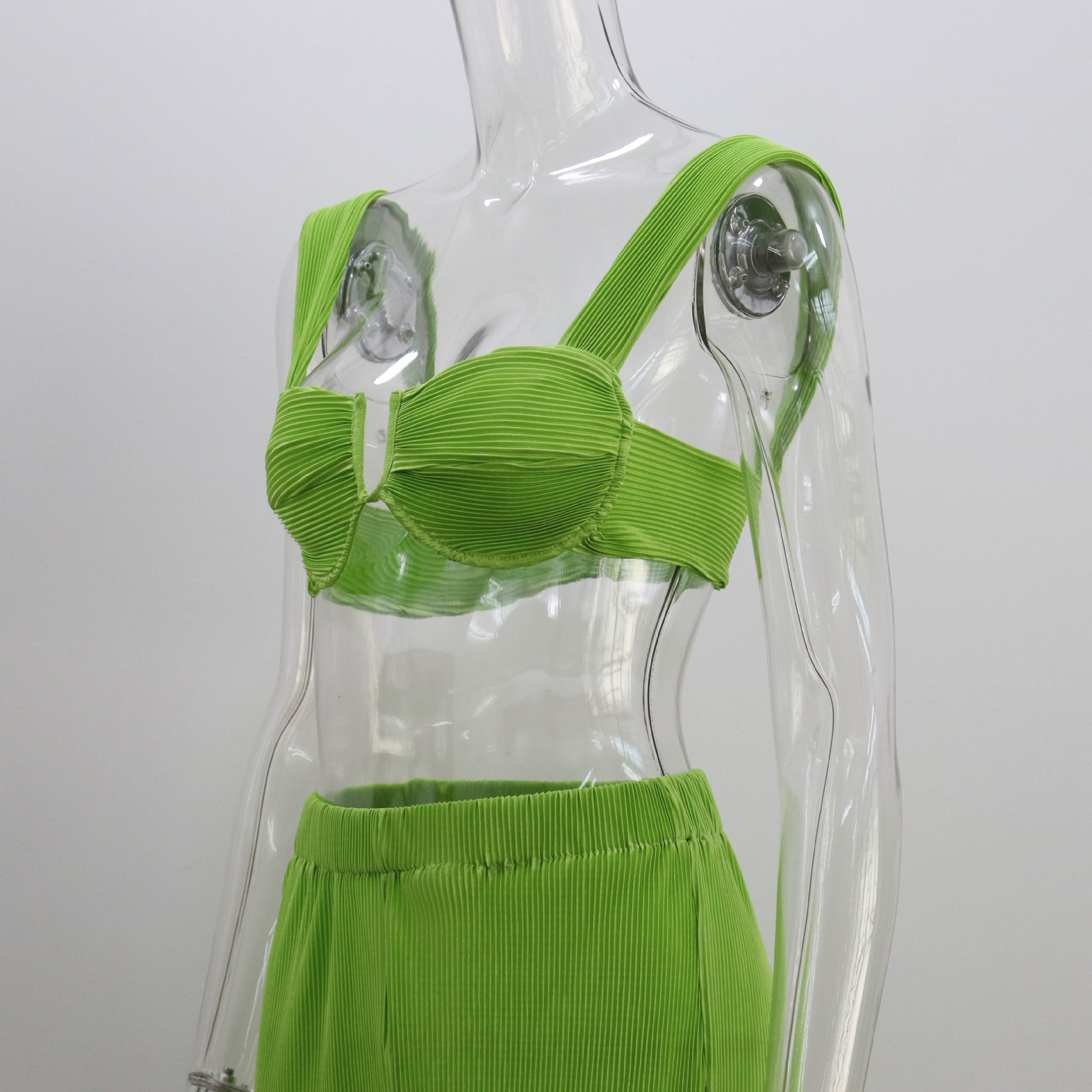 Traje de dos piezas para mujer, primavera y verano, con tirantes finos, espalda descubierta, informal, con pantalones rectos