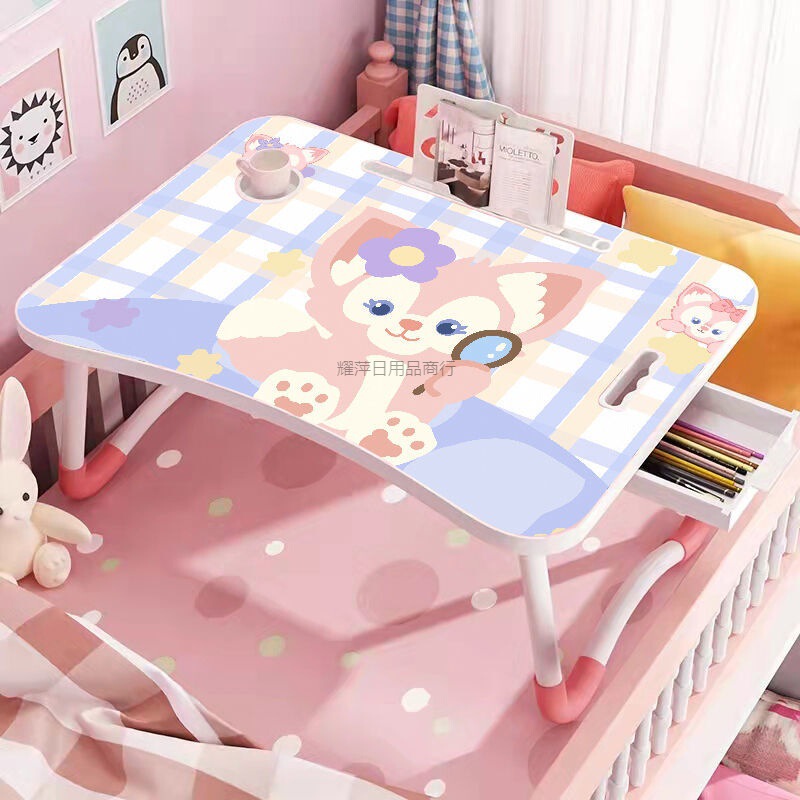 ベッドの上のノートパソコンの机の学生寮は小さいテーブルの部屋を畳むことができます。|undefined