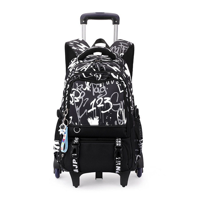 Mochila de tracción de peces naturales para estudiantes de escuela primaria niños 3 - 6 con ruedas mochila para estudiantes de secundaria secundaria puede llevar mochila de escaleras 5