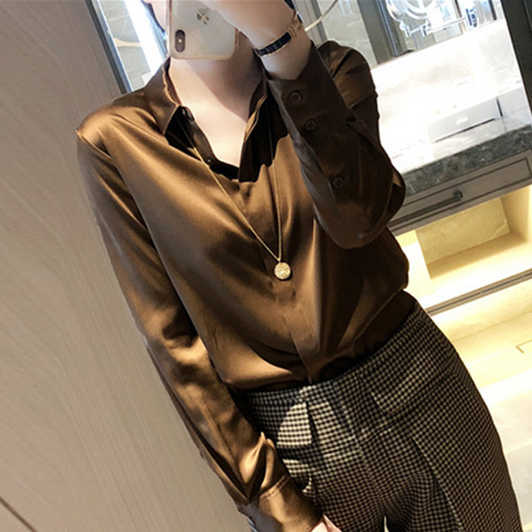 Chocolate-Colored Silk Shirt, Heavyweight 23 Momme, 2026 Summer Hangzhou Sijiqing Women's Long-Sleeve Blouse