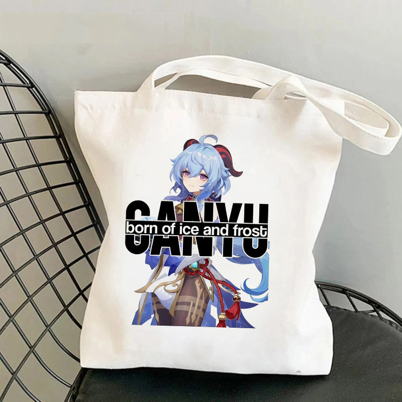 Comercio exterior transfronterizo Genshin Impacto Y2K impresión bolsa de lona Harajuku bolsa de hombro bolsa de moda bolsa de compras