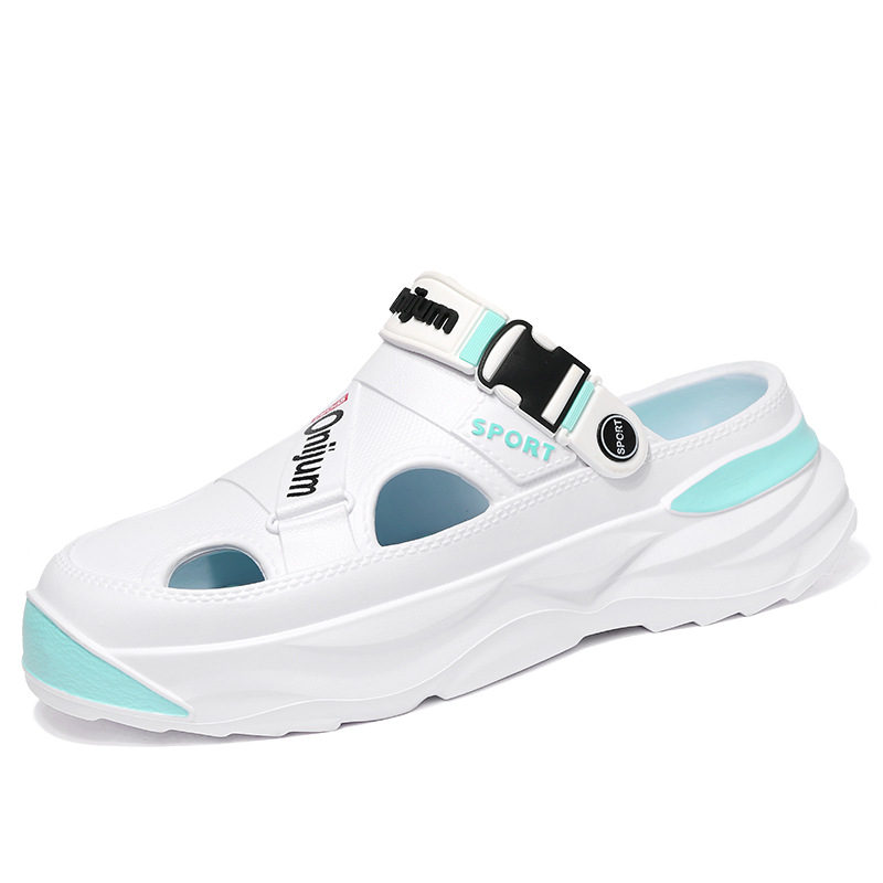 Zapatos de agujero transfronterizos de tamaño grande para hombres de verano nuevos zapatillas de bolso EAV con suela gruesa para aumentar la sensación de pisar zapatos de playa casuales