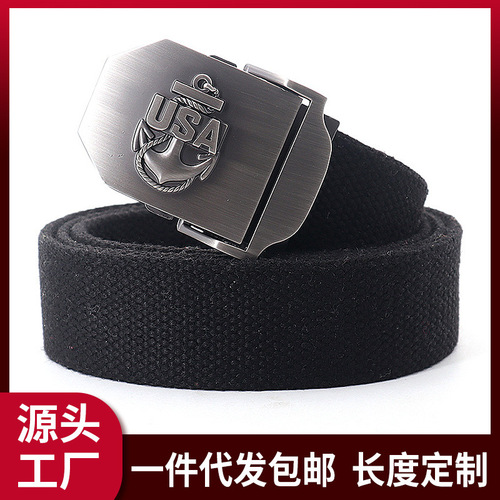 Thickened Canvas Men's Belt Weave Outdoor Denim Casual Pants Belt Training Classic Alloy Female Wholesale