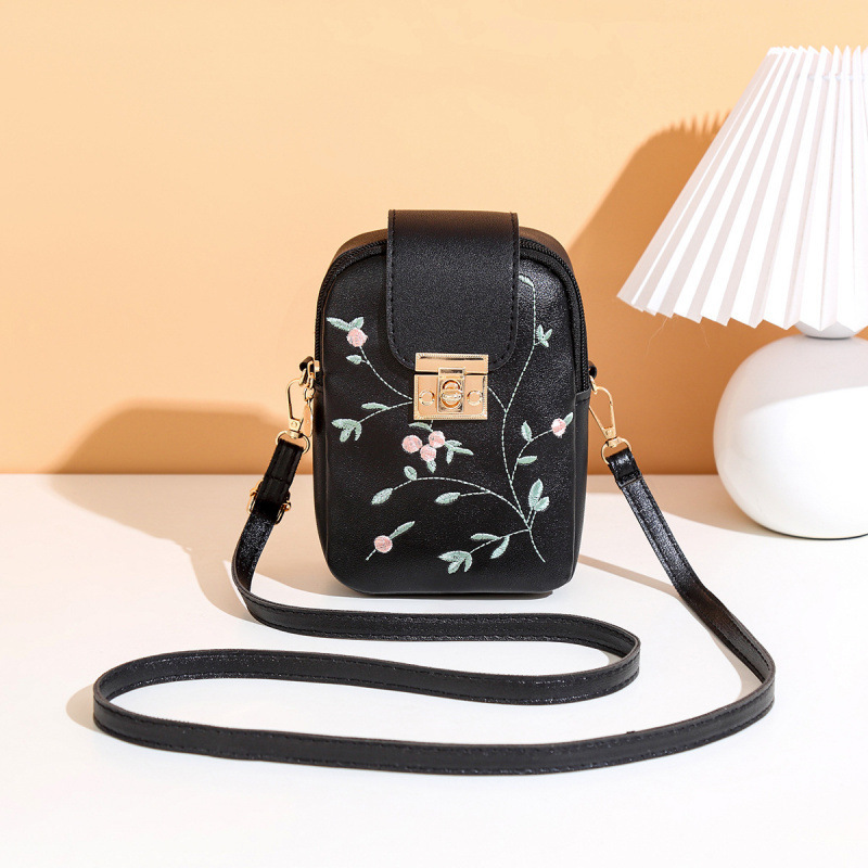 Bolso de mujer 2025 moda casual versátil bordado cierre cremallera bolso de hombro vertical bolso de teléfono móvil mochila image 7