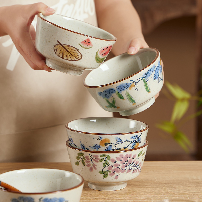 Underglaze Color Chinese Rice Bowl Household Retro Ceramic Bowl High-Value Eating Bowl Noodle Bowl Dessert Bowl Soup Small Bowl Underglaze Color Chinese Rice Bowl Household Retro Ceramic Bowl High-Value Eating Bowl Noodle Bowl Dessert Bowl Soup Small Bowl
