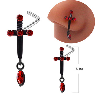 Gaibei European and American cross-border cross nose nail stainless steel nose nail nose accessories zircon nose ring body piercing jewelry in stock