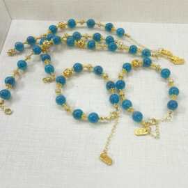 新中式蓝糖心串珠手链女款轻奢复古高级感百搭气质礼物批发供货