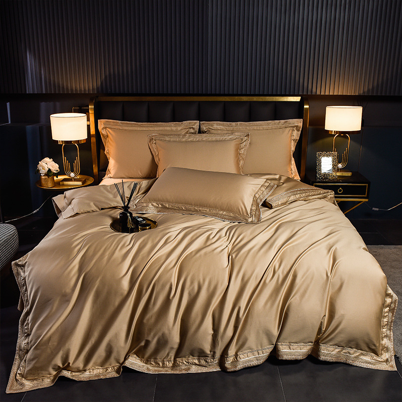 100 algodón australiano largo algodón satin homenaje bordado cuatro piezas set de algodón desnudo cama cama cama de gama alta