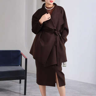 Double-Sided Cashmere Outwear 2025 New Women's Mid-Length Outwear Collarless Belt Casual Fashion Double-Sided Woolen Outwear