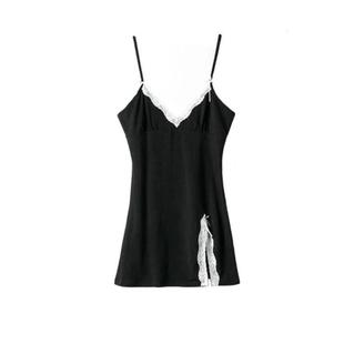 Internet Celebrant Spring New Vintage Chic Sexy Sling V-Neck Lace Stitching Base Sleeping Dress Trendy Brand