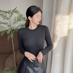 德绒圆领打底衫女秋冬新款修身显瘦洋气内搭长袖简约百搭保暖上衣