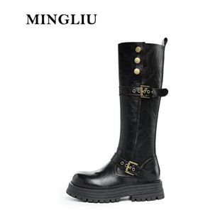 Retro Knight Boots for Women 2025 Winter New Versatile Slim Boots British Style Boots for Women to Increase Height and Slimming Look Boots