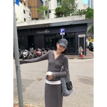 趋梦DT ETOLIE加绒款连帽衫百搭半拉链毛衣女短款长袖修身针织衫