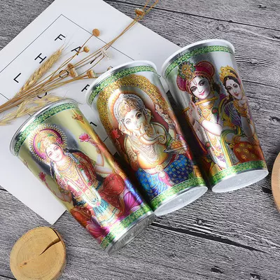 时尚大气金箔杯广告杯儿童卡通图案印花杯子镭射创意杯源头厂家