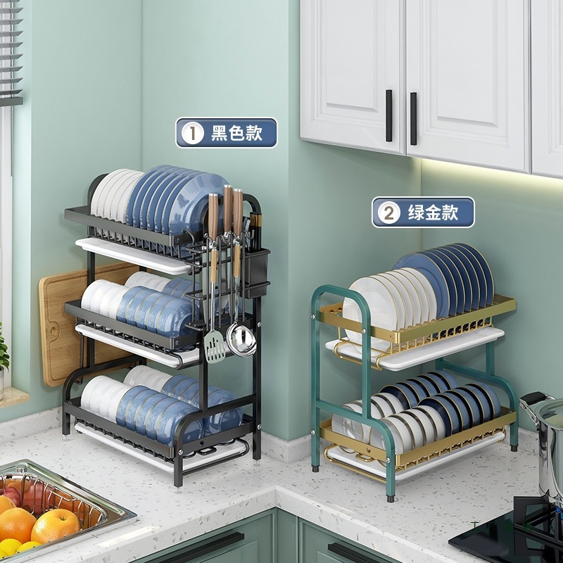 Estante de cocina Estante de almacenamiento de platos Estante de almacenamiento de platos Estante de drenaje Estante de platos multifuncional Estante de platos y palillos Caja de almacenamiento Armario